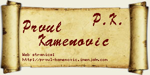 Prvul Kamenović vizit kartica